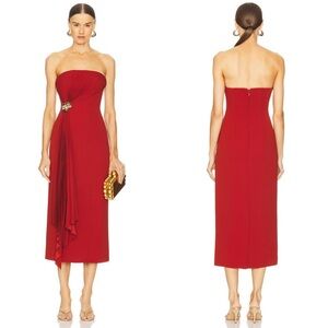 NEW NWT Acler Whitnell Strapless Midi Dress In Burgundy